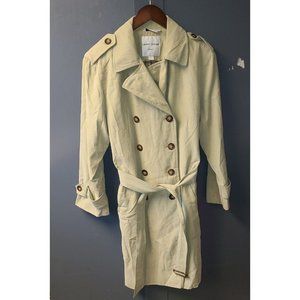 Larry Levine Men's Overcoat Light green/Beige Sz. L Buttons, Belt